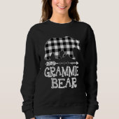 Karierter Grammie Bear Christm vom Black and White Sweatshirt (Vorderseite)