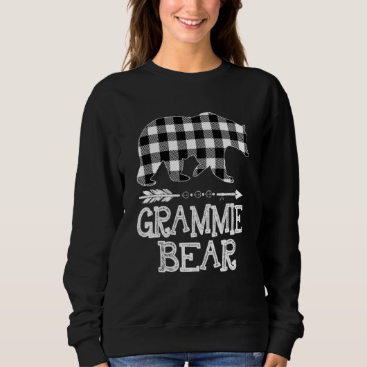Karierter Grammie Bear Christm vom Black and White Sweatshirt (Vorderseite)