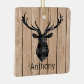 Karierter großer Dollar-Rotwild-Kopf auf Keramikornament (Rechts)