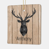 Karierter großer Dollar-Rotwild-Kopf auf Keramikornament (Links)