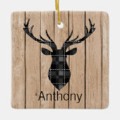 Karierter großer Dollar-Rotwild-Kopf auf Keramikornament (Vorderseite)
