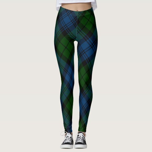 Karierter grüner Campbell Militär Rustikaler Tarta Leggings (Vorderseite)