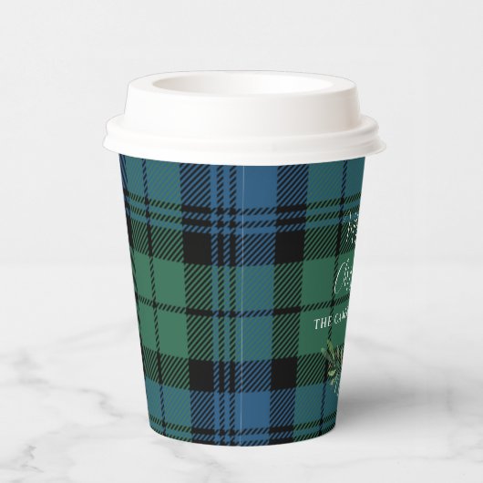 Karierter grüner Karo Weihnachtsfeiertag Tartan Pappbecher (Rechts)