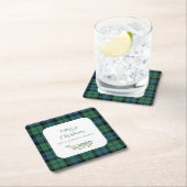 Karierter grüner Karo Weihnachtsfeiertag Tartan Rechteckiger Pappuntersetzer (Vor Ort)