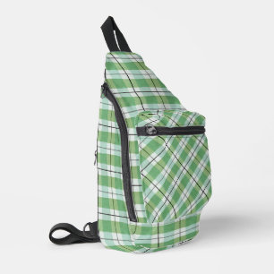 Karierter grüner und weißer Tartan Crossbody Bag