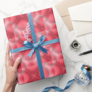 Karierter Grunge, rot und grau Geschenkpapier
