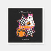 Karierter Halloween-Geburtstag Geist 1. Geburtstag Serviette (Vorderseite)