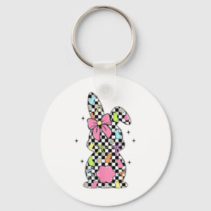 Karierter Hase Ostertag Kokette Schleifen Kaninche Schlüsselanhänger