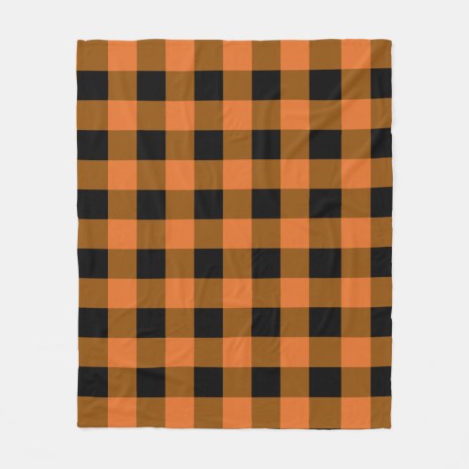 Karierter Herbst in Schwarz und Orange Buffalo Fleecedecke (Vorderseite)