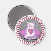 Karierter Herzkatzenmagnet Magnet (Vorderseite/Rückseite)