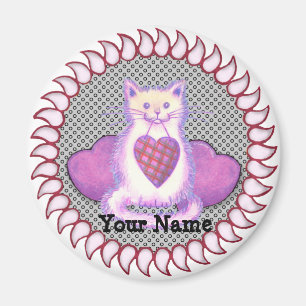 Karierter Herzkatzenmagnet Magnet