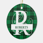 Karierter Hintergrund für kundenspezifisches Monog Keramik Ornament (Links)