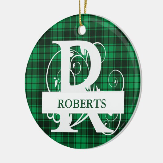 Karierter Hintergrund für kundenspezifisches Monog Keramik Ornament (Links)