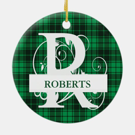 Karierter Hintergrund für kundenspezifisches Monog Keramik Ornament (Hinten)