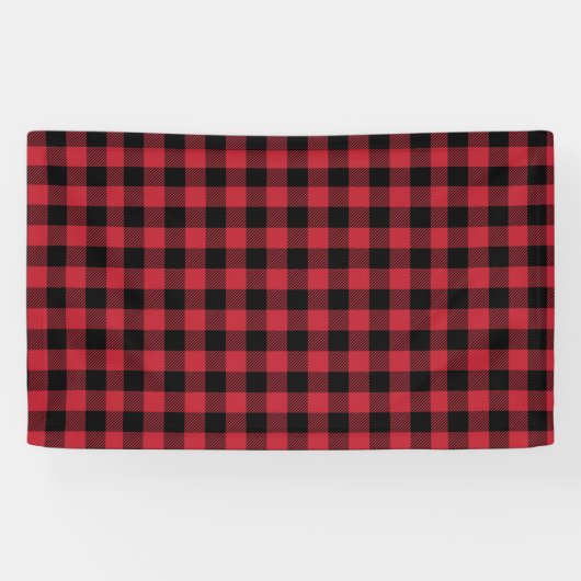 Karierter Hintergrund Rot und Schwarz Buffalo Banner (Horizontal)