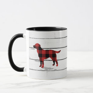 Karierter Hund Labrador Rustic Shiplap Tasse