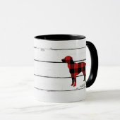 Karierter Hund Labrador Rustic Shiplap Tasse (VorderseiteRechts)