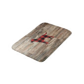 Karierter Hund Labrador Rustikale Holzmatte Badematte (Schrägansicht)