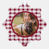 Karierter  Hundeschema - Benutzerdefiniertes Foto Ornament Karte (Rückseite)