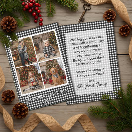 Karierter Individuelle Name und Text in Schwarz un Feiertagskarte