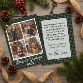 Karierter Individuelle Name und Text von Green & B Feiertagskarte