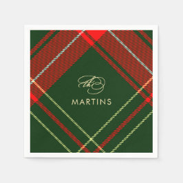 Karierter Individuelle Name Urlaub in Rot und Grün Serviette