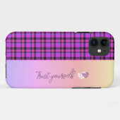 Karierter iPhone Case in Rosa und Schwarz (Rückseite (Horizontal))