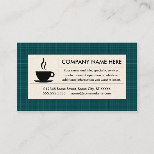 karierter Kaffee Visitenkarte (Vorderseite)