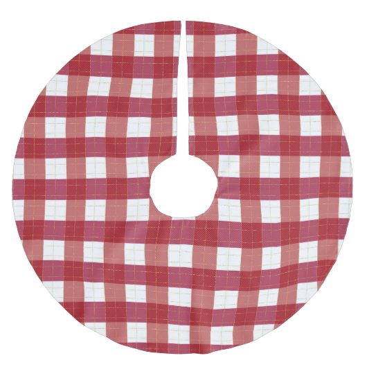 Karierter Karo-Gittermuster Polyester Weihnachtsbaumdecke (Vorderseite)
