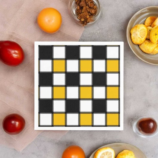 Karierter Karo in Schwarz und Gelb Serviette