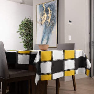 Karierter Karo in Schwarz und Gelb Tischdecke