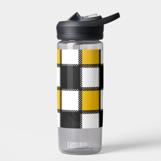 Karierter Karo in Schwarz und Gelb Trinkflasche (Links)