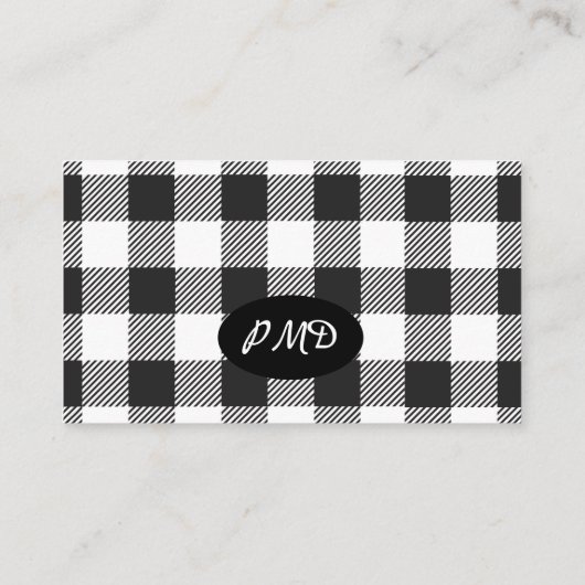 Karierter Karo Monogram Visitenkarte (Rückseite)