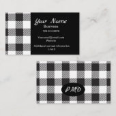 Karierter Karo Monogram Visitenkarte (Vorne/Hinten)