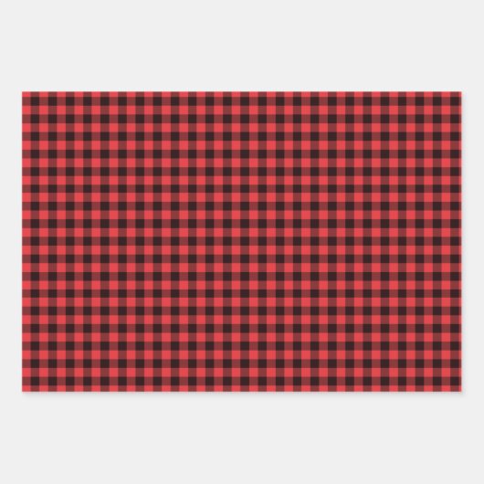 Karierter Karo-Muster in Schwarz und Rot Geschenkpapier Set (Vorderseite 3)