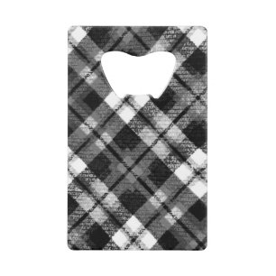 Karierter Karo Tartan Schwarz-weißer Bauernhof Mod Geldbeutel Flaschenöffner