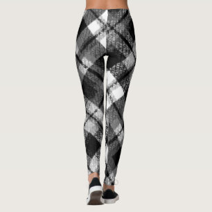 Karierter Karo Tartan Schwarz-weißer Bauernhof Mod Leggings