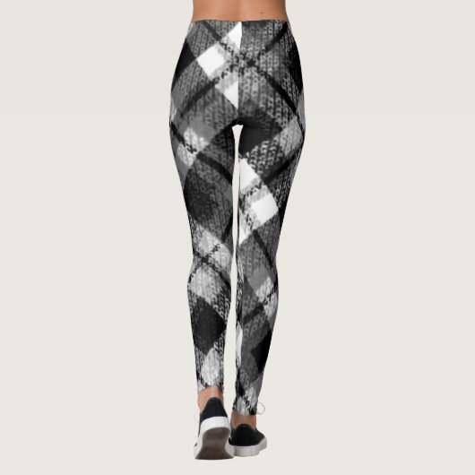 Karierter Karo Tartan Schwarz-weißer Bauernhof Mod Leggings (Rückseite)