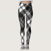 Karierter Karo Tartan Schwarz-weißer Bauernhof Mod Leggings (Vorderseite)
