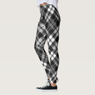 Karierter Karo Tartan Schwarz-weißer Bauernhof Mod Leggings