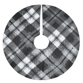 Karierter Karo Tartan Schwarz-weißer Bauernhof Mod Polyester Weihnachtsbaumdecke