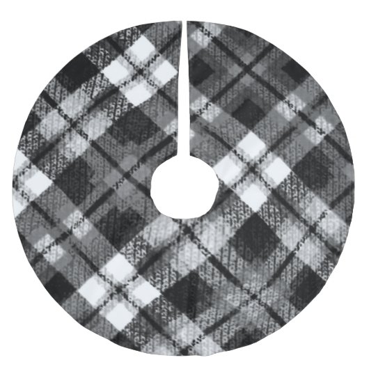 Karierter Karo Tartan Schwarz-weißer Bauernhof Mod Polyester Weihnachtsbaumdecke (Vorderseite)