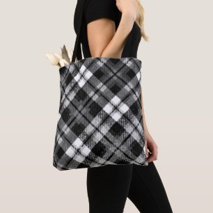 Karierter Karo Tartan Schwarz-weißer Bauernhof Mod Tasche