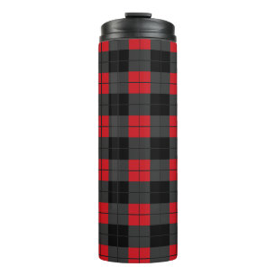 Karierter Karo-Thermal-Tumbler, schwarz-rot Buffal Thermosbecher