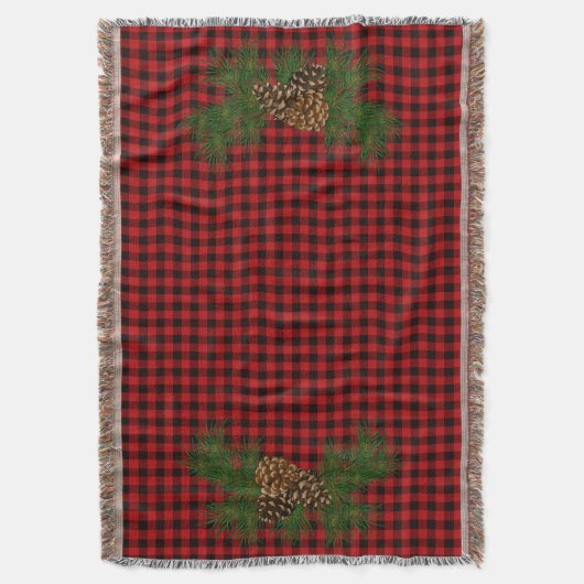 Karierter Kiefernkegel in Rot und Schwarz Decke (Vorderseite Vertikal)