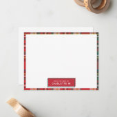 Karierter, klassischer, farbenfroher Name des Pers Mitteilungskarte (Vorderseite/Rückseite Beispiel)