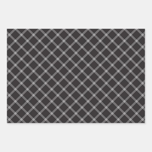 Karierter klassischer Schwarz-Weiß-Tartan Geschenkpapier Set (Vorderseite 3)