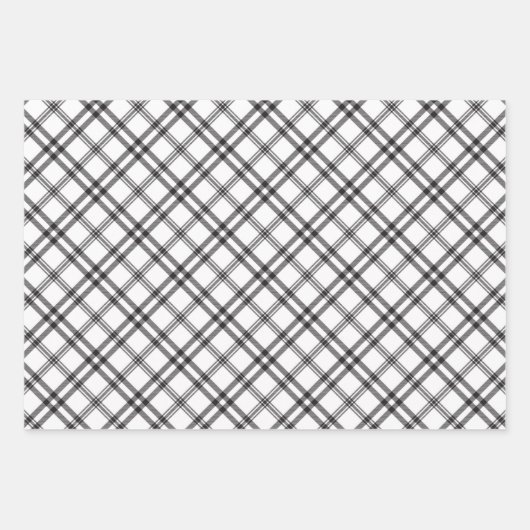 Karierter klassischer Schwarz-Weiß-Tartan Geschenkpapier Set (Vorderseite 2)