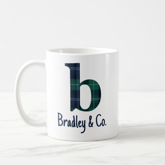 Karierter Kleinbuchstabe b Anfangsbuchstabe mit Fa Kaffeetasse (Links)