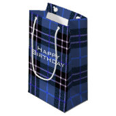 Karierter kleiner Geschenkbeutel mit blauem und sc Kleine Geschenktüte (Vorderseite Schrägansicht)